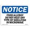 Signmission OSHA Sign, 7" H, Rigid Plastic, Food Allergy Do Not Heat Any Type Of Shellfish Sign, Landscape OS-NS-P-710-L-12810 - alternate 1